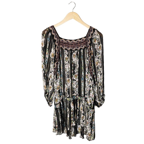 Free People Dance Magic Tunic Floral Metallic Embroidered - Picture 2 of 7